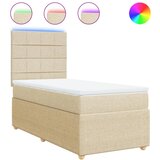 vidaXL Box spring postelja z vzmetnico krem 100x200 cm blago, (21310304) | Shoptok.si