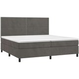  Box spring postelja z vzmetnico LED temno siva 200x200 cm žamet, (20725392) | Shoptok.si