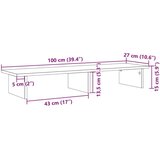  Stalak za monitor bijeli 100 x 27 x 15 cm od konstruiranog drva | shoptok.hr