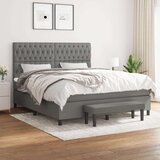  Box spring postelja z vzmetnico temno siva 180x200 cm blago, (20788883) Cene
