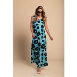 Fenzy Maxi Obleka Z Leopardjim Potiskom, Modra | Shoptok.si
