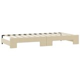  Izvlečna dnevna postelja z vzmetnico krem 100x200 cm | Shoptok.si