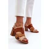 EVENTO PE1 Women's sandals in faux suede on a block heel brown Qutima | Eponuda.ba