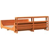 vidaXL Posteljni okvir brez vzmetnice vošč. rjava 200x200 cm borovina | Shoptok.si