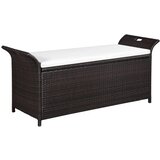 The Living Store Klop za shranjevanje z blazino 138 cm poli ratan rjave barve - Klop, (21483778) Cene