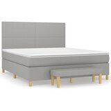 vidaXL Box spring postelja z vzmetnico svetlo siva 160x200 cm žamet, (20791357) Cene