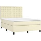  Krevet box spring s madracem LED krem 140x200cm od umjetne kože | shoptok.hr