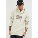 Quiksilver Dukserica za muškarce, boja: bež, s kapuljačom, s tiskom