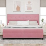 Box Spring postelja z vzmetnico roza 200x200 cm žamet, (22050499) | Shoptok.si
