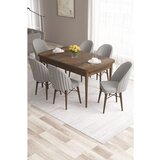 Hanah home Roz - Baroque, Grey BaroqueGrey Extendable Dining Table & Chairs Set (7 Pieces) | ePonuda.com