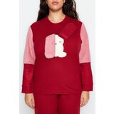 Trendyol Curve Burgundy Plush Detailed Knitted Pajamas Set | Shoptok.si