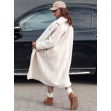 DStreet Płaszcz damski zimowy GLAMFUR długi futerkowy beżowy | Shoptok.si