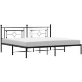 Metalni Kovinski posteljni okvir z vzglavjem črn 200x200 cm | Shoptok.si