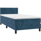 Box spring postelja z vzmetnico temno modra 100x200 cm žamet | Shoptok.si
