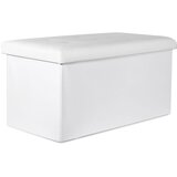  XXL sklopivi tabure s gumbima - 80x40x40cm bijela eko koža Cijene