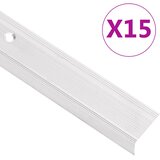  Rubnjaci za stepenice L-oblik 15 kom aluminijski 100 cm srebrni | shoptok.hr