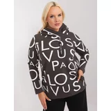 Fashion Hunters Dark khaki cotton sweatshirt plus size with print