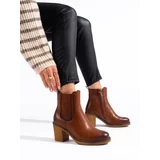 SHELOVET Classic brown stiletto ankle boots