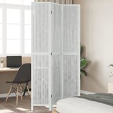 vidaXL Paravan 3-delni bel trden les pavlovnije | Shoptok.si