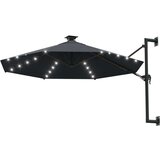  Stenski senčnik z LED in kovinskim drogom 300 cm antraciten | Shoptok.si