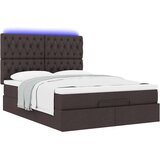  Otomanska postelja z vzmetnico & LEDs rjav 140x190 cm blago, (22011799) | Shoptok.si
