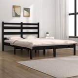 Maison Chic Posteljni okvir - Dvoposteljna postelja - Zakonska postelja črn iz trdne borovine 140x190 cm-J13990, (21771050) | Shoptok.si