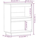  Konzolni ormarić crni 60 x 34 x 75 cm od masivne borovine | Shoptok.si