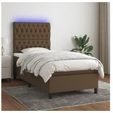  Krevet box spring s madracem LED tamnosmeđi 100x200 cm tkanina | shoptok.hr