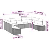  9-delni vrtni kavč set z blazinami črn poli ratan akacija, (22093556) | Shoptok.si