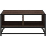 vidaXL Klubska mizica rjavi hrast 60,5x60,5x30 cm inžen. les in kovina | Shoptok.si