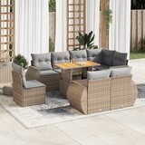 Maison Chic Seti vrtnega pohištva - Vrtna garnitura 9-delna z blazinami bež poli ratan, (21796531) | Shoptok.si