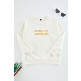 Trendyol Ecru Boy's Slogan Printed Knitted Sweatshirt Cene