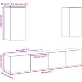  Set TV komoda s policom Zidne s pohranom s vratima 4 pcs Staro drvo 160 x 30 x 30 cm | shoptok.hr