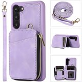 INORCO Za Samsung Galaxy S23+ Etui za telefon z držalom za kartico z zadrgo, z usnjem prevlečen TPU ovitek s stojalom in trakovi, (22036375) Cene