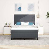  postelja z vzmetnico temno siva 140x200 cm žametno platno, (22083572) | Shoptok.si