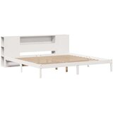 vidaXL Krevet s regalom z knjige bez madraca bijeli 200x200cm borovina | shoptok.hr