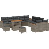vidaXL set vrtnih kauča od 13 dijelova s jastučićima sivi poli ratan akacija | shoptok.hr
