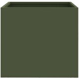 vidaXL Cvetlično korito olivno zeleno 32x30x29 cm hladno valjano jeklo | Shoptok.si