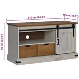 vidaXL TV omarica HALDEN z drsnimi vrati Bela 110x40x60 cm Masivni les Cene