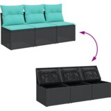  Vrtni kauč s jastukom Crna 165 x 62 x 69 cm Poli ratan | shoptok.hr
