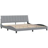  Posteljni okvir brez vzmetnice svetlo siv 200x200 cm blago | Shoptok.si
