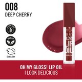 Rimmel London Oh My Gloss! Lip Oil olje za ustnice z vlažilnim učinkom odtenek 008 Deep Cherry 4.5 ml | Shoptok.si