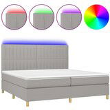 Maison Chic Box spring postelja - Vzmetna postelja z vzmetnico LED sv. siva 200x200 cm blago SL9376, (21904721) | Shoptok.si
