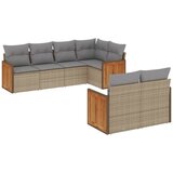 Maison Chic Seti vrtnega pohištva - Vrtna garnitura - Vrtni pohištvo set 7-delna z blazinami bež poli ratan, (21802308) | Shoptok.si