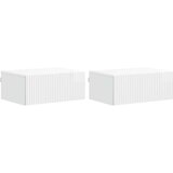  Stenski nočni omarici 2 pcs Bela visok sijaj 49 x 34,5 x 20 cm, (5000209716) | Shoptok.si