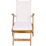 PREKLOPNA ležaljka s jastučićem Bijela Čvrsto teak drvo | shoptok.hr
