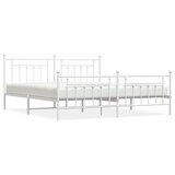  Metalni okvir kreveta uzglavlje i podnožje bijeli 193x203 cm | shoptok.hr
