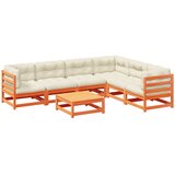  7-dijelni set vrtnih sofa s jastucima voštano smeđi od borovine | Eponuda.ba