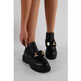 Shoeberry Women's Mottox Black Boots Loafer Black Skin Cene