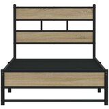 vidaXL Kovinski posteljni okvir brez vzmetnice sonoma hrast 75x190 cm | Shoptok.si